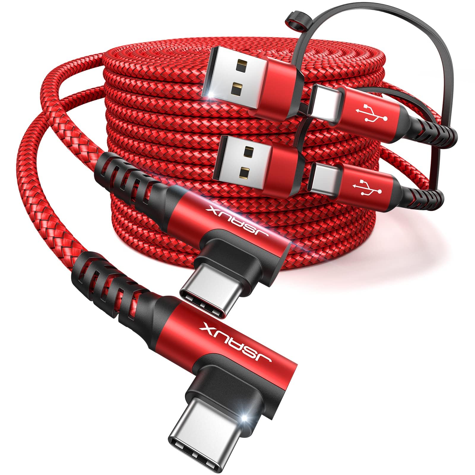 JSAUX 2Pcs USB C Cable for iPhone 15 PD 100W 4 in 1 USB C Cable 9.8Ft Dual USB C/USB Charging Cable USB C to USB C Cable USB to USB A Cable Red Nylon Braid USB C Charging Cable JSAUX 2Pcs USB C Cable for iPhone 15 PD 100W 4 in 1 USB C Cable 9.8Ft Dual USB C/USB Charging Cable USB C to USB C Cable USB to USB A Cable Red Nylon Braid USB C Charging Cable